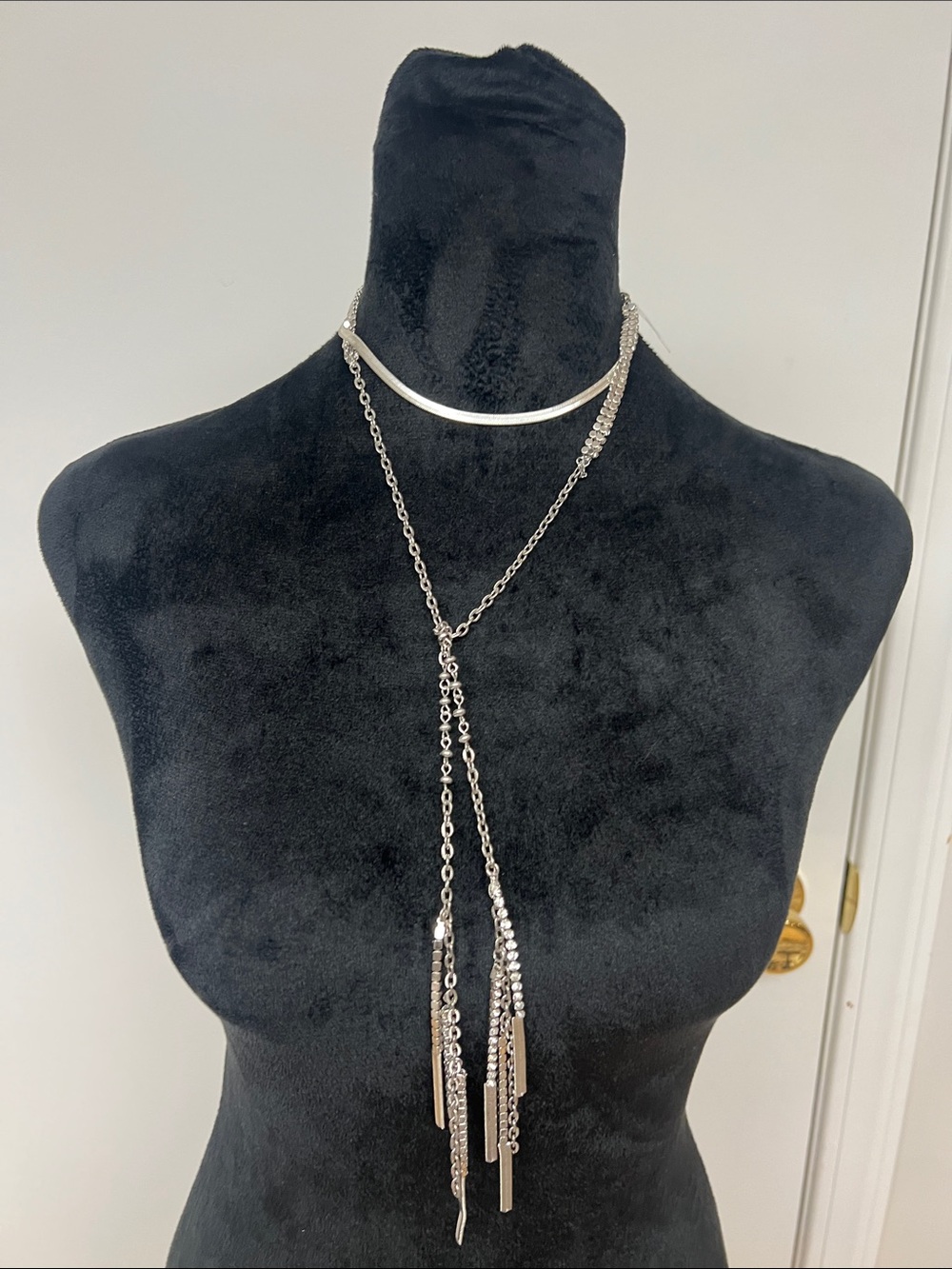 Primark Silver Tassel Lariat Necklace